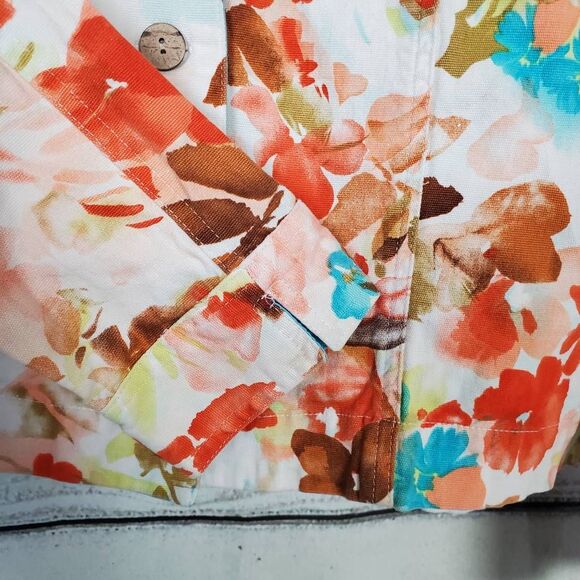 Coldwater Creek Floral Print Blazer Jacket Size L - Picture 2 of 6